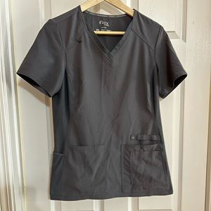 Cherokee iflex Women's V-neck Knit Panel Scrub Top Pewter